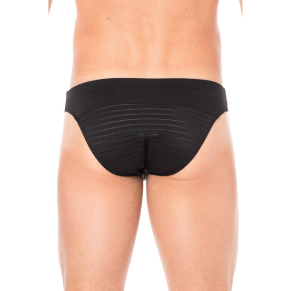 Slip noir rayé opaque et transparent 
